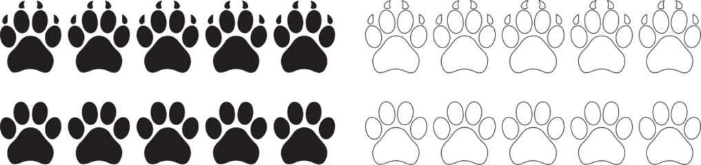 Different animal paw print vector illustration