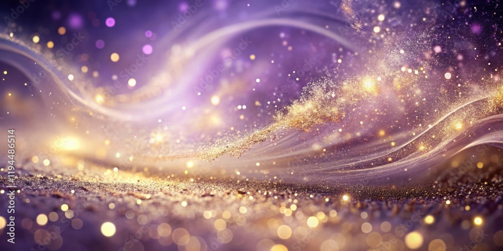 Aufkleber A sparkling and abstract background with glittering golden dust and soft purple hues, perfect for adding a touch of elegance and magic to any project.