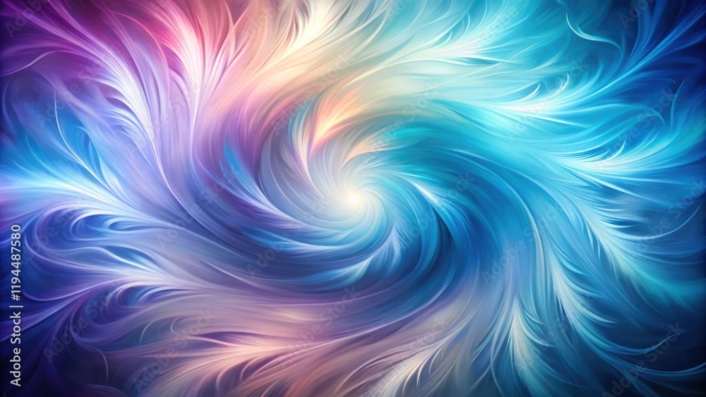 Poster Abstract swirling pattern of blue, purple, and pink feathers, creating a vortex of color and texture.