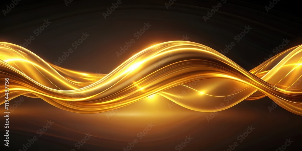 Poster Abstract Golden Wave with Glowing Texture and Smooth Curves