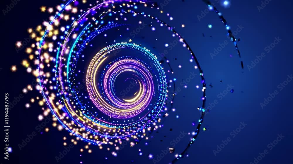 Poster swirling lights create a mesmerizing display of colors and patterns in a digital space