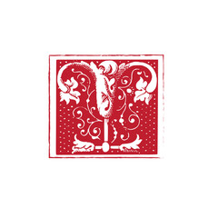 Vintage Drop Cap T Letter