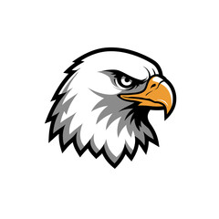 Fototapeta premium Eagle Head Mascot Illustration: A bold and powerful illustration of an eagle's head, capturing its fierce gaze and sharp beak, ideal for sports teams, branding, and design projects. 