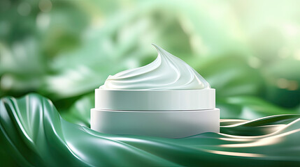 Luxurious White Cream in Green Leaf Setting