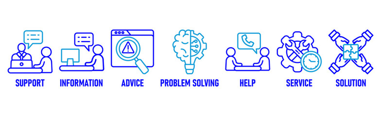 Fototapeta premium Help Desk banner web icon vector illustration concept with icon of support, information, advice, troubleshooting, help, service and solutions