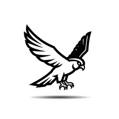 Obraz premium Falcon in Flight: A powerful and stylized silhouette of a falcon soaring through the air, capturing its speed and determination.