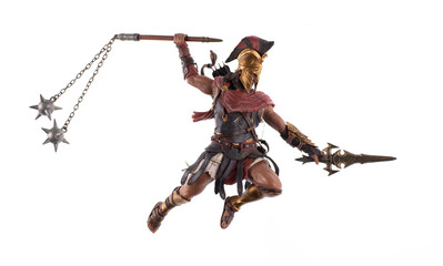 gladiator attack isolated on white background