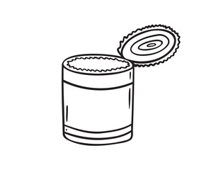 Tin can doodle hand drawn icon. Tin can camp canned food drawing outline clipart