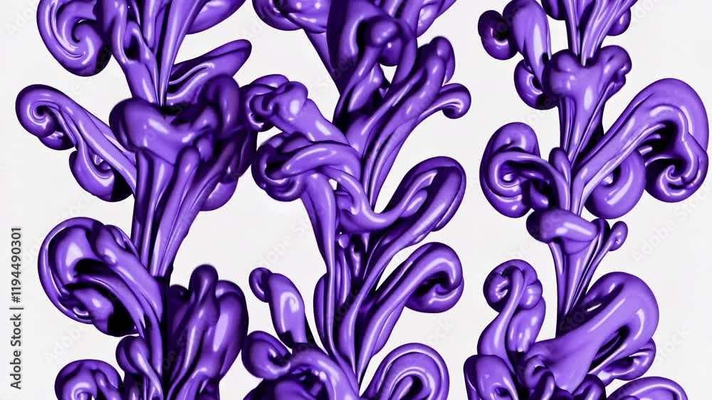 Poster colorful purple fluid patterns create mesmerizing shapes in artistic display showcasing motion and t
