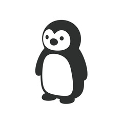Fototapeta premium Penguin Icon: A minimalist black and white icon of a penguin, standing upright with a charmingly simplistic design, perfect for use in branding, websites, and social media. 