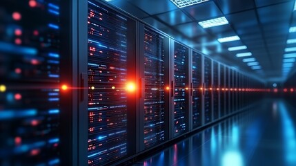 Powerful server infrastructure in a modern data center, ensuring seamless connectivity and high performance
