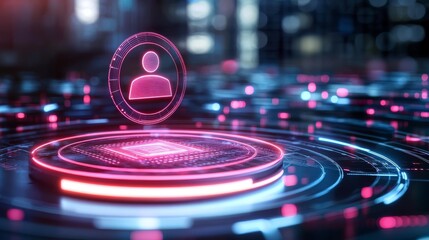 Futuristic device with glowing circular interface, a vision of future technology