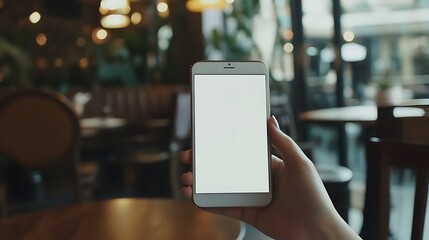 Blank Smartphone Screen in a Cafe