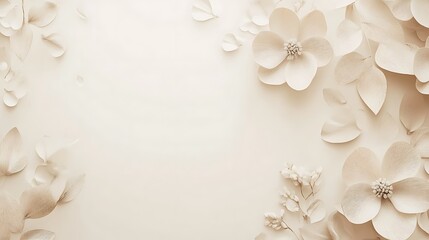 Elegant Cream Paper Flowers and Leaves Frame