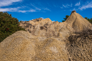badlands sceneries inside the badlands national park, Matera province, italy
