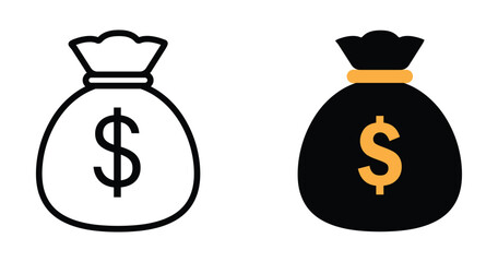 bag with dollar sign icon. money bag icon. dollar bag symbol. e commerce icon. dollar bag icon for app, ui and website. vector illustration on transparent background