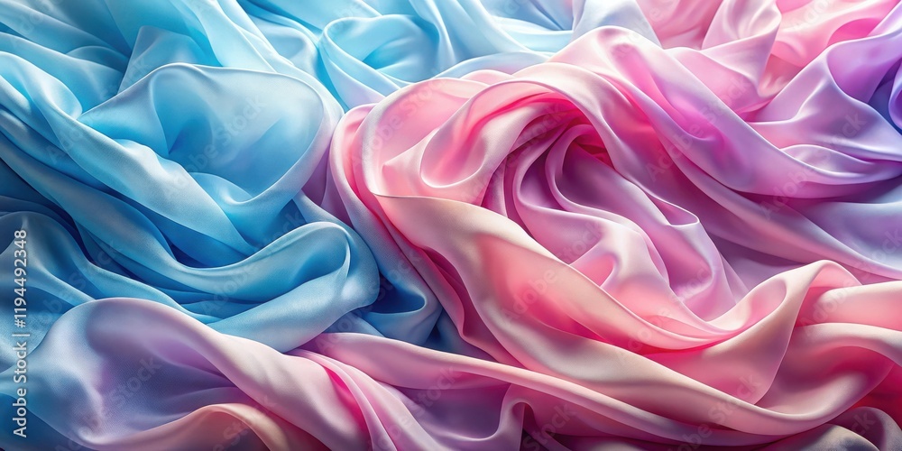 Aufkleber a delicate and flowing swirl of soft pastel pink and blue fabric, creating an abstract and dreamy te