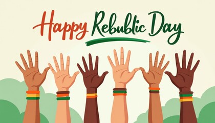 Obraz premium 3D letters of Happy Republic Day over a flowing Indian flag background.