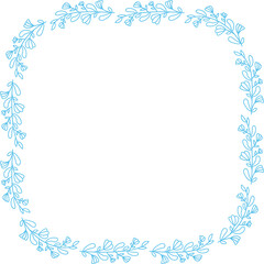 Decorative Floral Frame and Botanical Line Illustration
