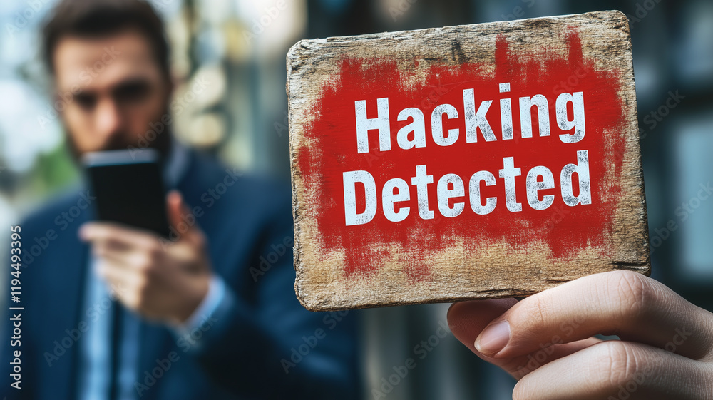 Poster hacking detected: a close-up shot of a warning sign with 