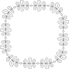 Decorative Floral Frame and Botanical Line Illustration
