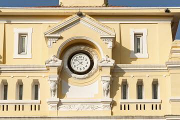 facade of The Poste du Cambodge building is an iconic colonial structure in the historic French...