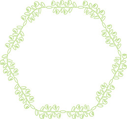 Decorative Floral Frame and Botanical Line Illustration
