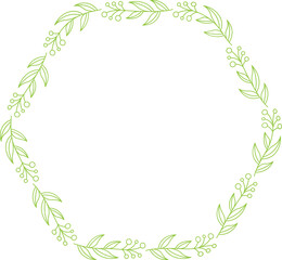 Decorative Floral Frame and Botanical Line Illustration
