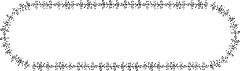 Decorative Floral Frame and Botanical Line Illustration
