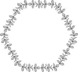 Decorative Floral Frame and Botanical Line Illustration
