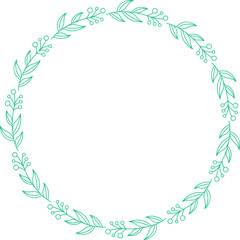 Decorative Floral Frame and Botanical Line Illustration
