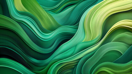 Abstract Flowing Green Waves Texture with Organic Patterns and Vibrant Layers