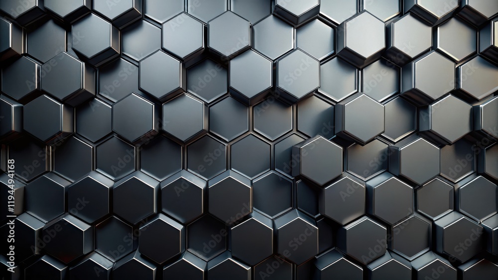 Fototapete a seamless pattern of metallic hexagons, representing a modern and geometric abstract background