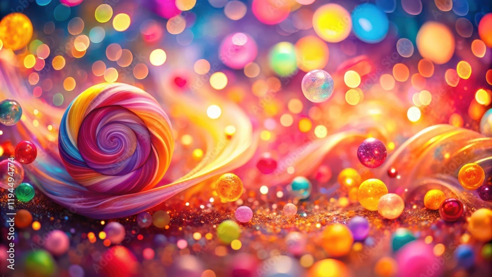 Aufkleber a colorful swirl of abstract spheres and bouncy lights, floating in a dreamy landscape of vibrant co