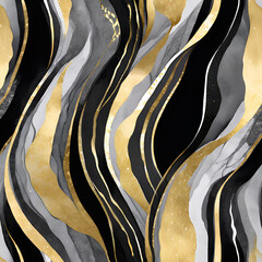 Sophisticated marble pattern with gold and white veins on black background
