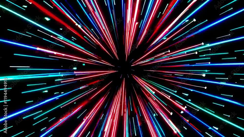Poster dynamic explosion of colorful light rays creating a mesmerizing visual experience