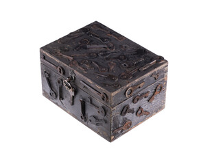 black wooden key box isolated on white background