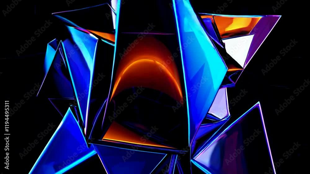 Poster dynamic interplay of reflective shapes and colors in a vibrant abstract display