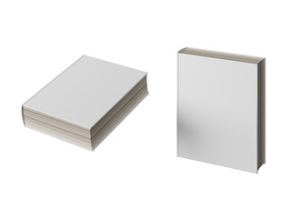 a stack of white books next to a stack of white books
