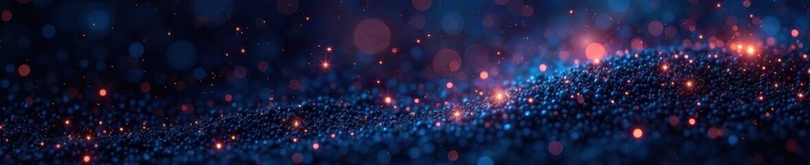 Fototapeta premium Glimmering stars scattered across inky black backdrop, ethereal glow , constellations, astronomy, space
