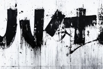 Fototapeta premium Bold black strokes create expressive forms on textured white bac