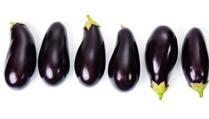 Sleek Eggplants in a Row: A Minimalist Still Life