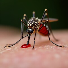 Mosquito Macro: Blood Feeding with Natural Surroundings