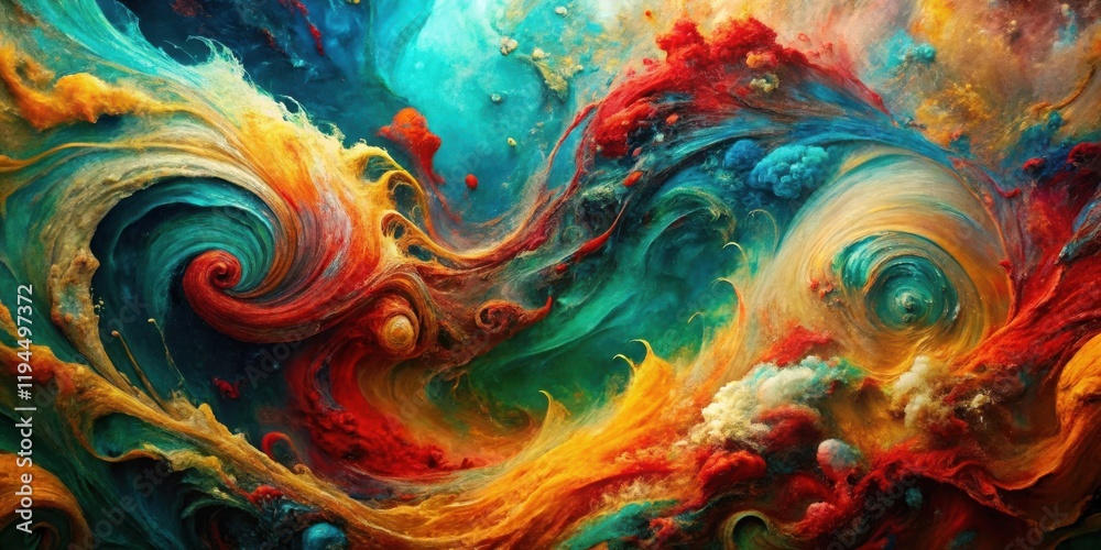 Poster Abstract Swirls of Color and Form in a Whimsical Dance of Hues and Textures