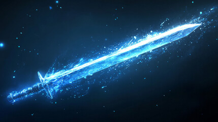 Sword attack, slash and cut effect. Blue flash of weapon motion, punch and fast hit light effects for game animation isolated on black background, vector cartoon illustration