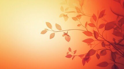 Orange Hues Illuminate Delicate Branch And Leaves