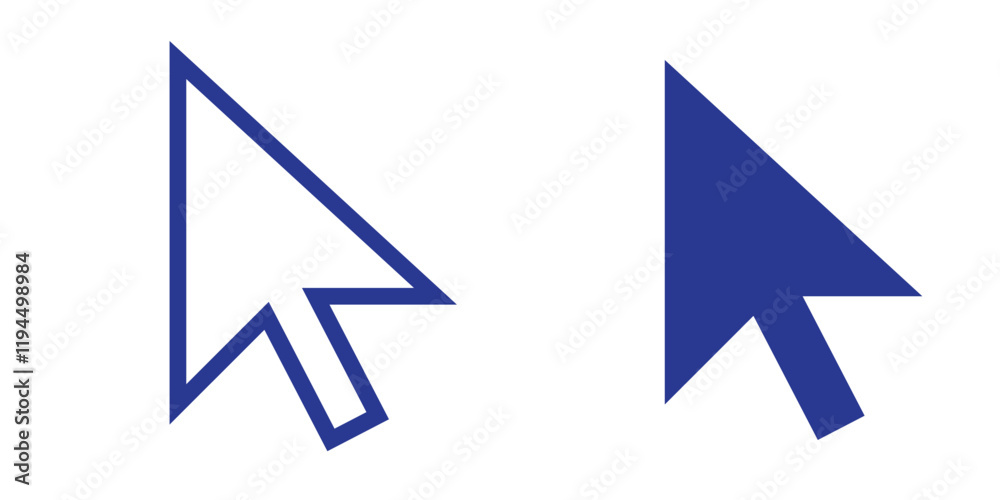 Poster click the icon. pointer arrow icon. cursor icon vector. by dede