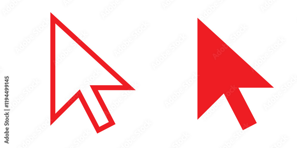 Poster click the icon. pointer arrow icon. cursor icon vector. by dede
