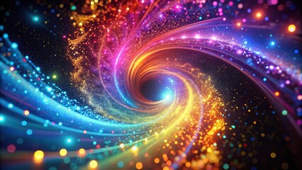 Obraz premium A swirling vortex of vibrant colors and twinkling lights, a mesmerizing journey into the unknown, a cosmic dance of celestial bodies.