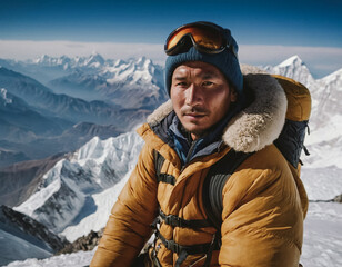 Portrait eines Sherpa im Hochgebirge